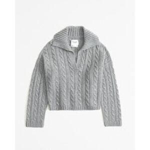 Abercrombie & Fitch Cable Notchneck Sweater Grey - S
